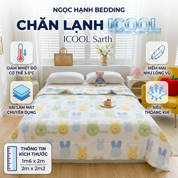  Chăn Lạnh ICOOL THỎ XANH THỎ VÀNG mềm mại, mát lạnh, thoáng khí - NGỌC HẠNH BEDDING 