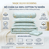  Bộ Chăn Ga Gối Cotton Họa Tiết Gấu Nền Xanh nệm 20cm trở xuống - Ngọc Hạnh Bedding 