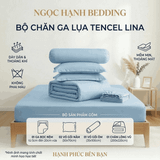  Bộ Chăn Ga Gối Lụa Tencel Lina Cao Cấp màu xanh da trời nệm 20cm trở xuống - Ngọc Hạnh Bedding 
