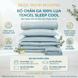  Bộ Chăn Ga Gối Lụa Tencel 40s SLeep Cool mát lạnh, mềm mịn nệm 5 10 15 20cm họa tiết HOA NHÍ NỀN XANH NHẠT - Ngọc Hạnh Bedding 