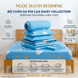  Bộ Ga Gối Phi Lụa Tencel Daisy thoáng mát, mềm mịn, nệm 5cm 10cm 15cm 20cm -  Ngọc Hạnh Bedding 