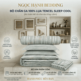  Bộ Chăn Ga Gối Lụa Tencel 40s SLeep Cool mát lạnh, mềm mịn nệm 5 10 15 20cm họa tiết SỌC XANH RÊU - Ngọc Hạnh Bedding 