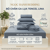 Bộ Chăn Ga Gối Lụa Tencel Lina Cao Cấp màu xanh đen đá nệm 20cm trở xuống - Ngọc Hạnh Bedding 