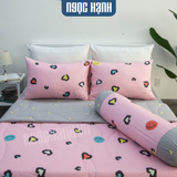  BỘ DRAP GIƯỜNG COTTON HỒNG DA BEO LUX NHB24 - NGỌC HẠNH BEDDING 