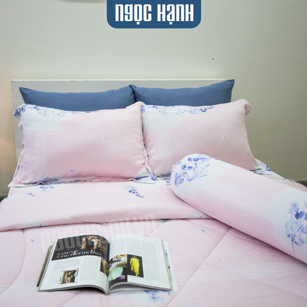 Bộ Drap Giường Tencel Lụa Lavender Hồng - Drap Tencel cao cấp Ngọc Hạnh