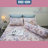  BỘ DRAP GIƯỜNG COTTON CM HỒNG HOA NHÍ - NGỌC HẠNH BEDDING 