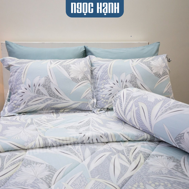  Bộ Drap Giường Tencel Lụa Hoa Trúc Xanh - Ngọc Hạnh Bedding 