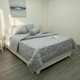  Bộ Chăn Ga Gối Cotton Họa Tiết Gấu Nền Xanh nệm 20cm trở xuống - Ngọc Hạnh Bedding 