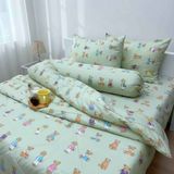  Bộ Chăn Ga Gối Cotton Họa Tiết Bông Nền kem nệm 20cm trở xuống - Ngọc Hạnh Bedding 