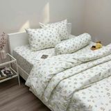  Bộ Chăn Ga Gối Cotton Họa Tiết Gấu Nền Xanh nệm 20cm trở xuống - Ngọc Hạnh Bedding 