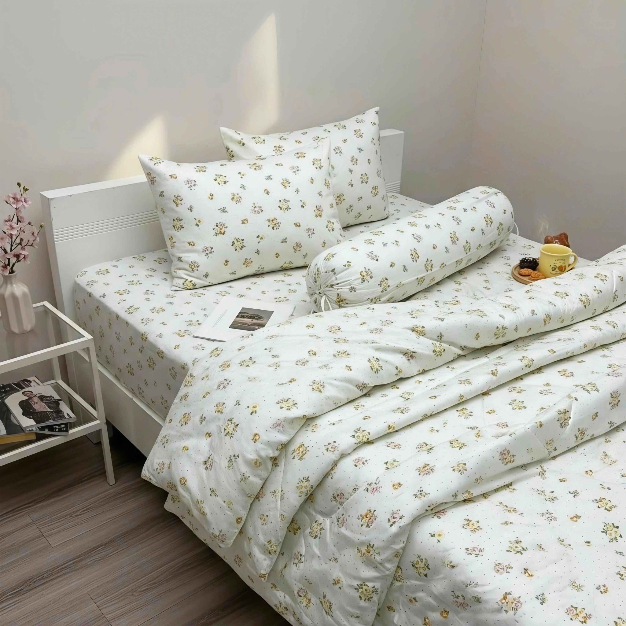  Bộ Chăn Ga Gối Cotton Họa Tiết Gấu Nâu Nền Xanh nệm 20cm trở xuống - Ngọc Hạnh Bedding 