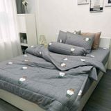 Bộ Chăn Ga Gối Cotton Họa Tiết Gấu Nâu Nền Xanh nệm 20cm trở xuống - Ngọc Hạnh Bedding 