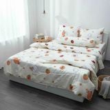 Bộ Chăn Ga Gối Cotton Họa Tiết Gấu Nâu Nền Xanh nệm 20cm trở xuống - Ngọc Hạnh Bedding 