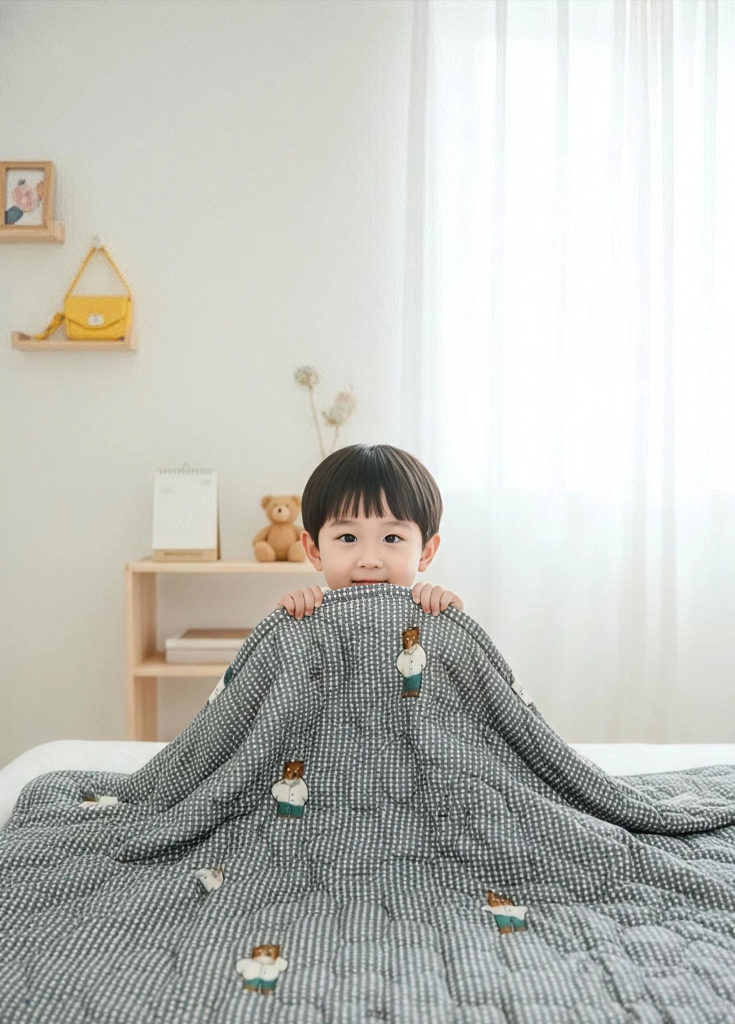  CHĂN TRẺ EM 1m2 x 1m6, 100% Cotton tự nhiên, không pha poly, càng giặt càng mềm càng mát, an toàn cho da của bé, Họa Tiết HOA NHÍ NỀN XANH  - Ngọc Hạnh Bedding 