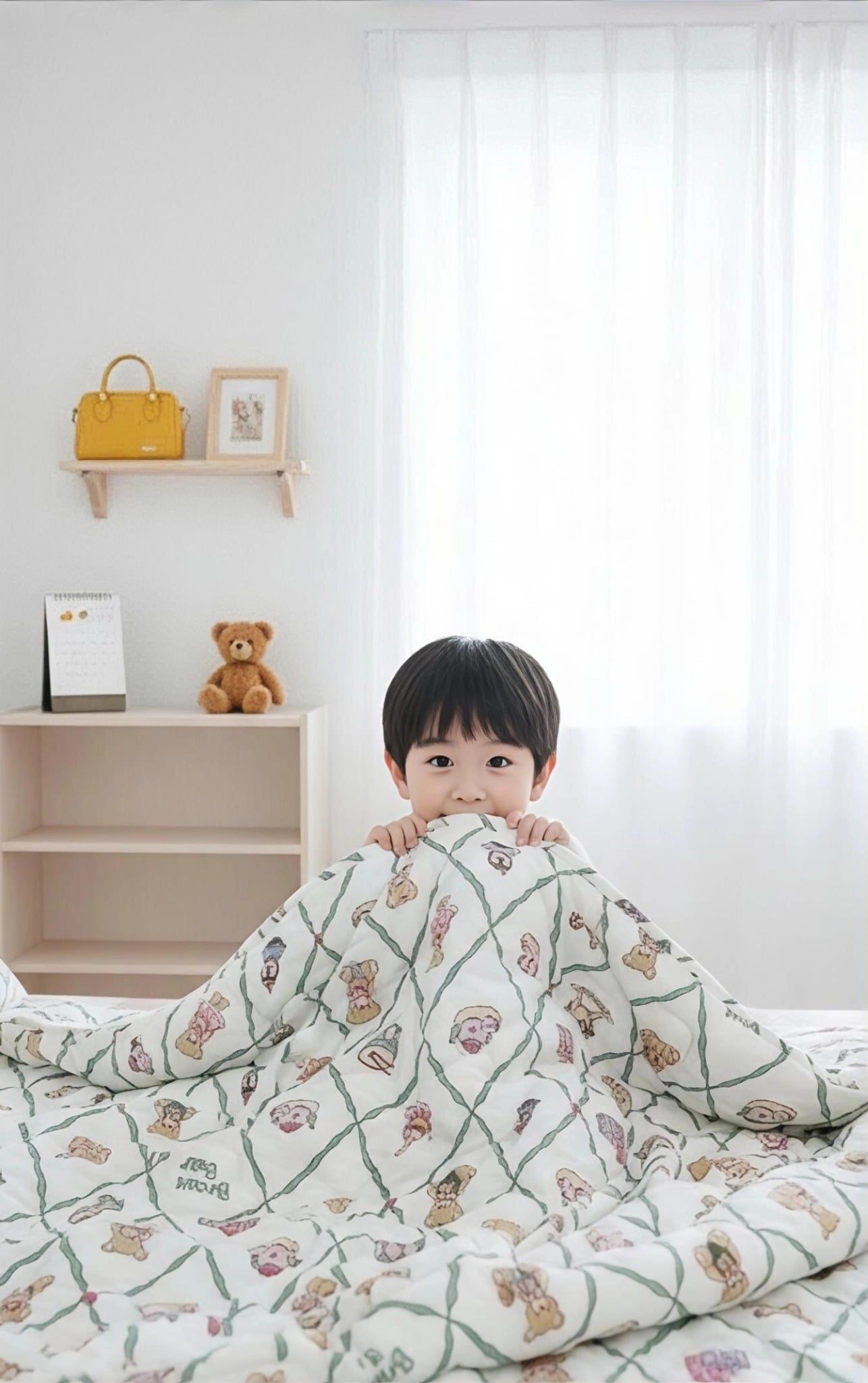  CHĂN TRẺ EM 1m2 x 1m6, 100% Cotton tự nhiên, không pha poly, càng giặt càng mềm càng mát, an toàn cho da của bé, Họa Tiết TRÁI TIM - Ngọc Hạnh Bedding 