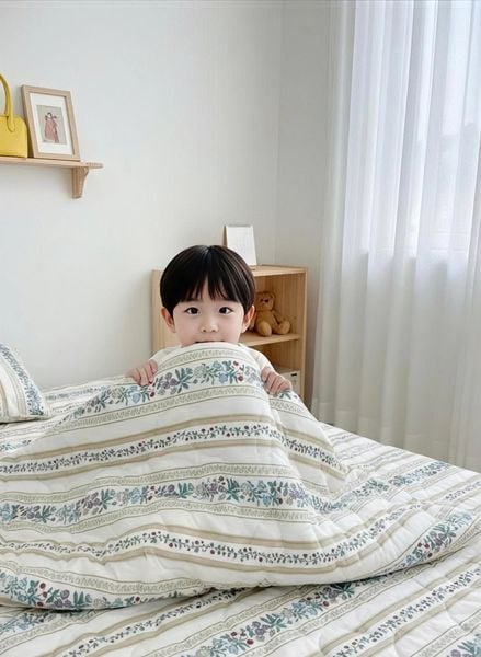  CHĂN TRẺ EM 1m2 x 1m6, 100% Cotton tự nhiên, không pha poly, càng giặt càng mềm càng mát, an toàn cho da của bé, Họa Tiết SỌC THỔ CẨM  - Ngọc Hạnh Bedding 