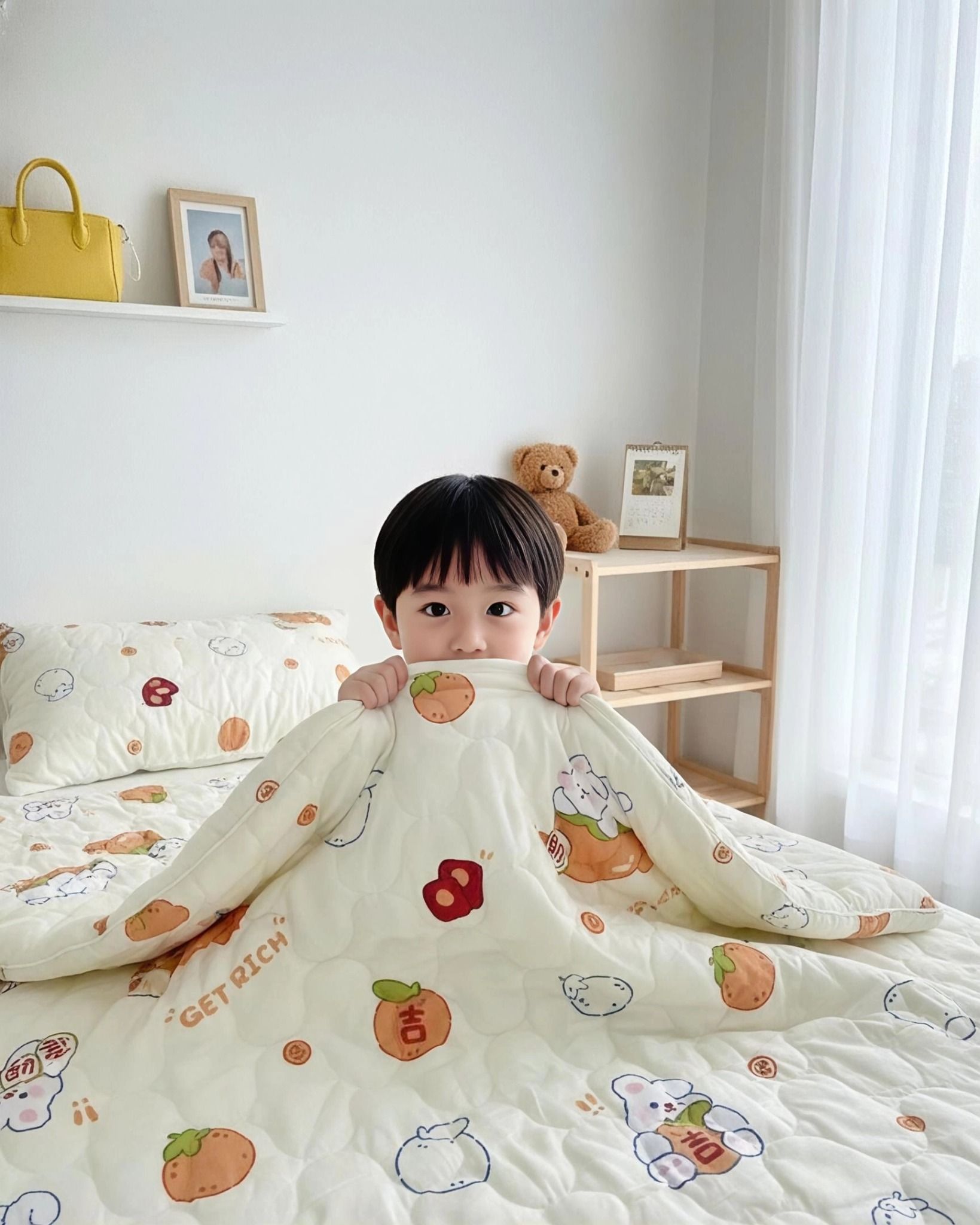  CHĂN TRẺ EM 1m2 x 1m6, 100% Cotton tự nhiên, không pha poly, càng giặt càng mềm càng mát, an toàn cho da của bé, Họa Tiết SỌC THỔ CẨM  - Ngọc Hạnh Bedding 