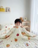  CHĂN TRẺ EM 1m2 x 1m6, 100% Cotton tự nhiên, không pha poly, càng giặt càng mềm càng mát, an toàn cho da của bé, Họa Tiết Gấu Nền Xám  - Ngọc Hạnh Bedding 