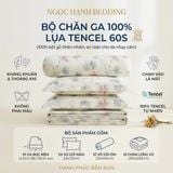  Bộ chăn ga gối LỤA TENCEL 60S mát lạnh mềm mịn, thoáng khí nệm 5 10 15 20cm - NGỌC HẠNH BEDDING 