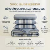  Bộ chăn ga gối LỤA TENCEL 60S mát lạnh mềm mịn, thoáng khí nệm 5 10 15 20cm - NGỌC HẠNH BEDDING 