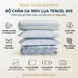  Bộ chăn ga gối LỤA TENCEL 60S mát lạnh mềm mịn, thoáng khí nệm 5 10 15 20cm - NGỌC HẠNH BEDDING 