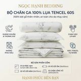  Bộ chăn ga gối LỤA TENCEL 60S mát lạnh mềm mịn, thoáng khí nệm 5 10 15 20cm - NGỌC HẠNH BEDDING 