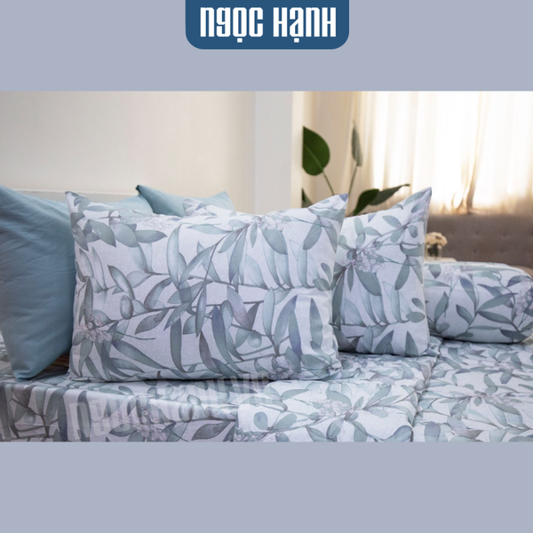 Bộ Drap Giường Microfiber Lá Trúc Xanh - Ngọc Hạnh Bedding
