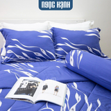  Bộ Drap Giường Tencel Lụa lông công xanh đậm - Drap Giường Tencel Ngọc Hạnh 