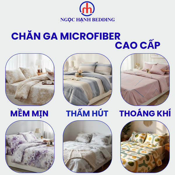  Bộ Chăn Ga Gối Modal Microfiber nhung mềm, thấm hút nhanh - Ngọc Hạnh Bedding 