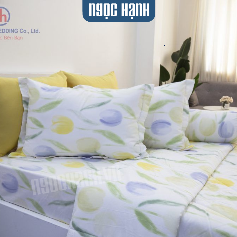  BỘ CHĂN GA TENCEL SILKY NỤ HOA TRẮNG - NGỌC HẠNH BEDDING 