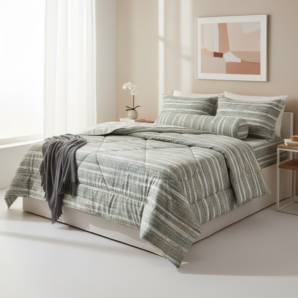  Bộ Chăn Ga Gối Lụa Tencel 40s SLeep Cool mát lạnh, mềm mịn nệm 5 10 15 20cm họa tiết SỌC XANH RÊU - Ngọc Hạnh Bedding 