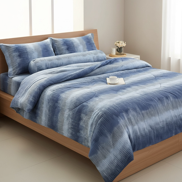  Bộ Chăn Ga Gối Lụa Tencel 40s SLeep Cool mát lạnh, mềm mịn nệm 5 10 15 20cm họa tiết LOANG LOANG XANH DƯƠNG - Ngọc Hạnh Bedding 