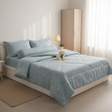  Bộ Chăn Ga Gối Lụa Tencel 40s SLeep Cool mát lạnh, mềm mịn nệm 5 10 15 20cm họa tiết HOA NHÍ NỀN XANH NHẠT - Ngọc Hạnh Bedding 