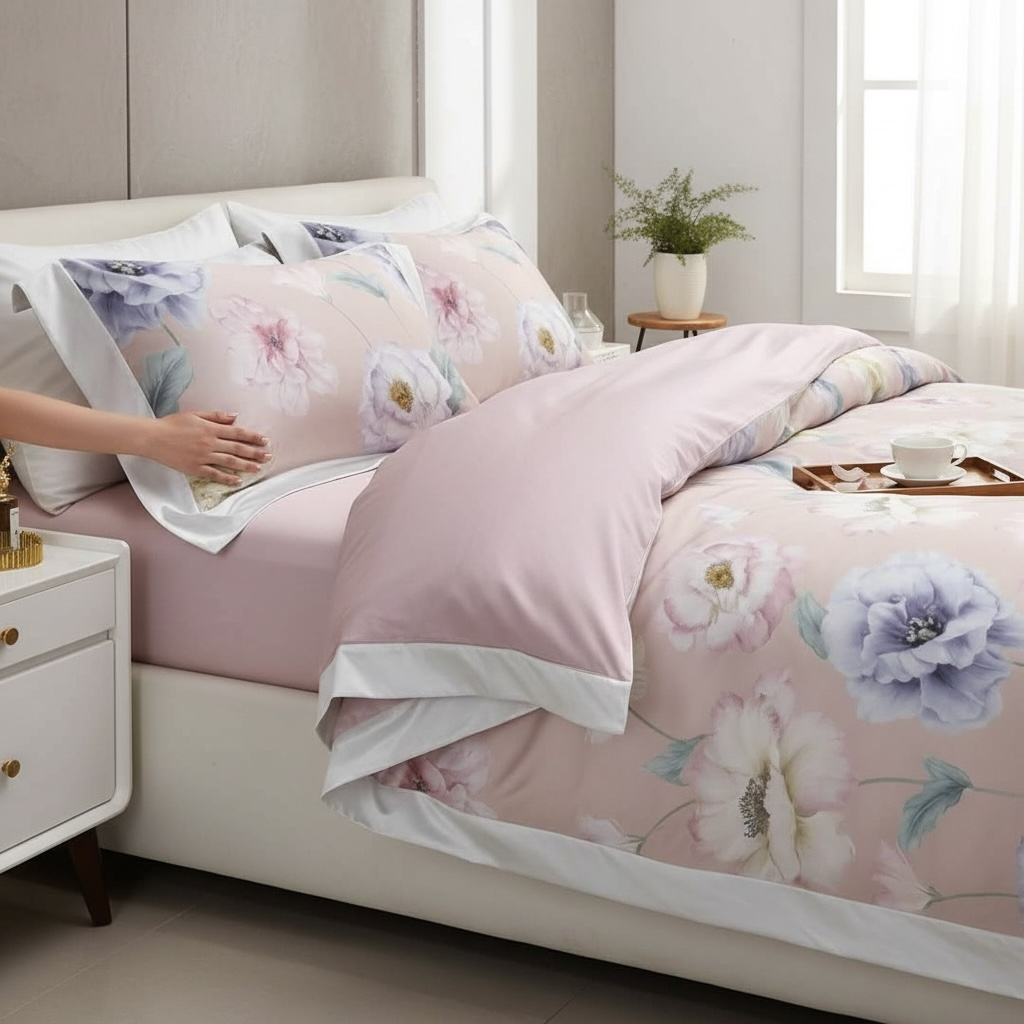  Bộ chăn ga gối LỤA TENCEL 60S mát lạnh, thoáng khí nệm 5 10 15 20cm - NGỌC HẠNH BEDDING 