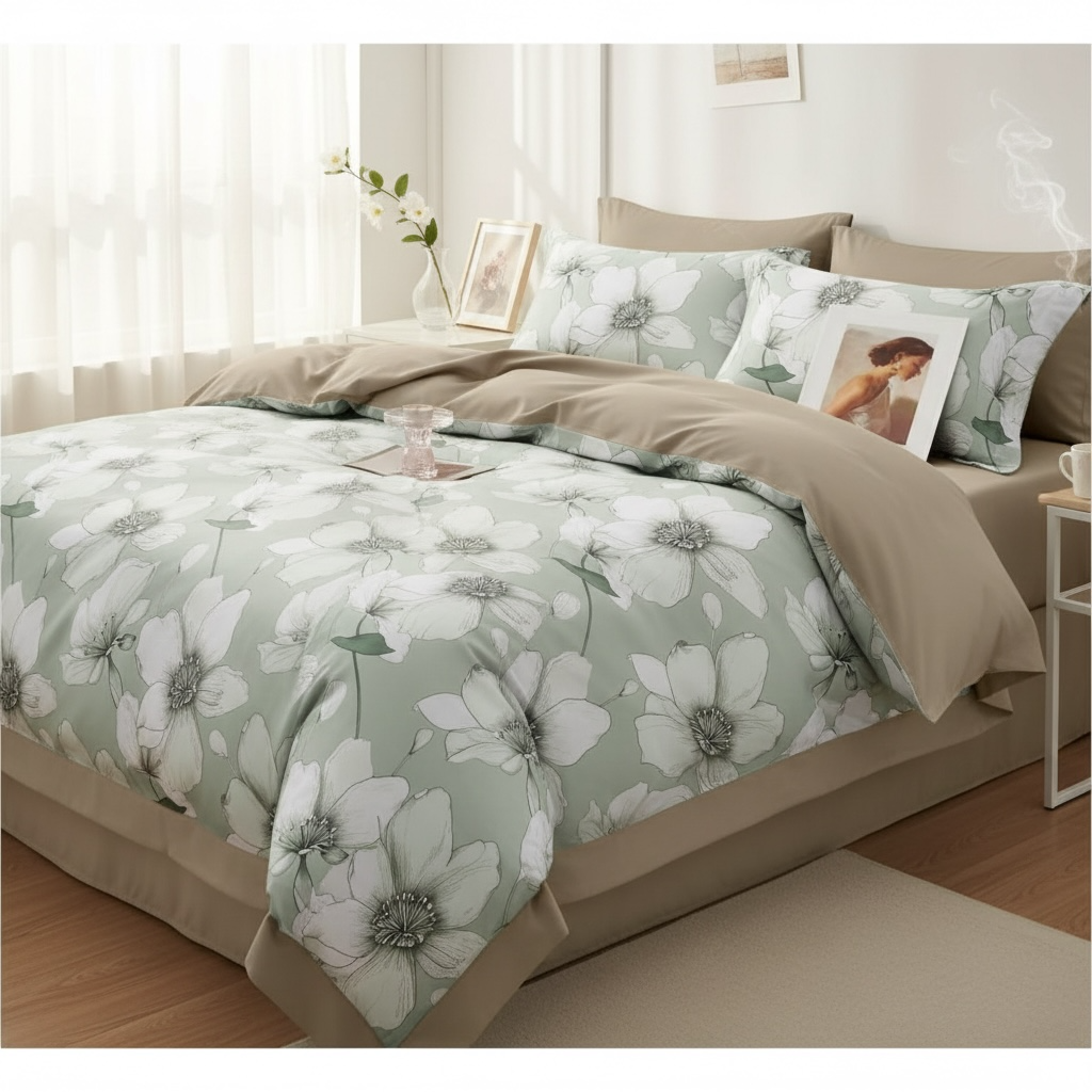  Bộ chăn ga gối LỤA TENCEL 60S mát lạnh, thoáng khí nệm 5 10 15 20cm - NGỌC HẠNH BEDDING 