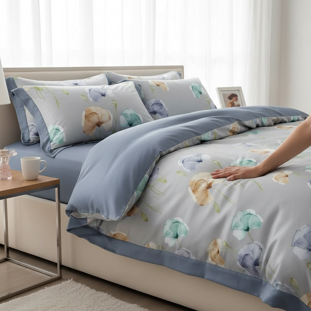  Bộ chăn ga gối LỤA TENCEL 60S mát lạnh, thoáng khí nệm 5 10 15 20cm - NGỌC HẠNH BEDDING 