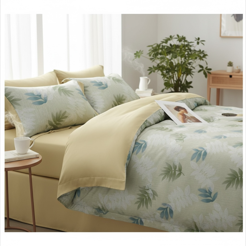  Bộ chăn ga gối LỤA TENCEL 60S mát lạnh, thoáng khí nệm 5 10 15 20cm - NGỌC HẠNH BEDDING 