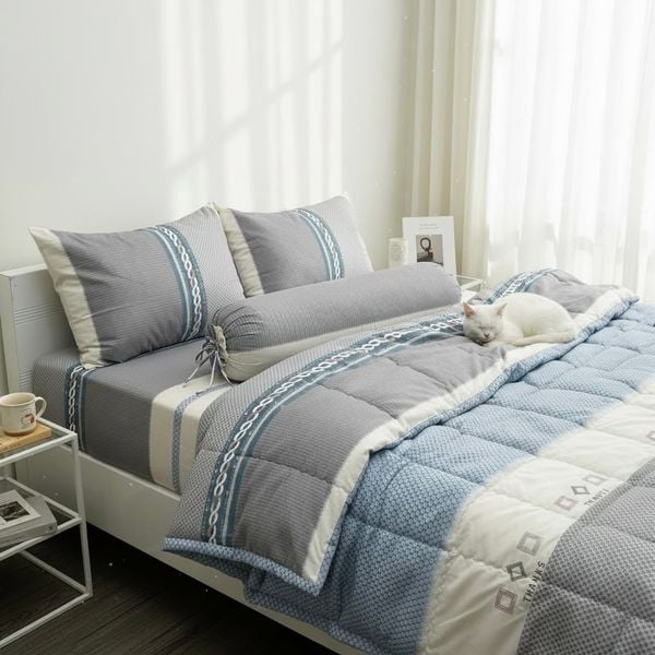  Bộ Chăn Ga Gối 100% Cotton sợi tự nhiên, không pha poly, an toàn cho da nệm 20cm trở xuống - Ngọc Hạnh Bedding 