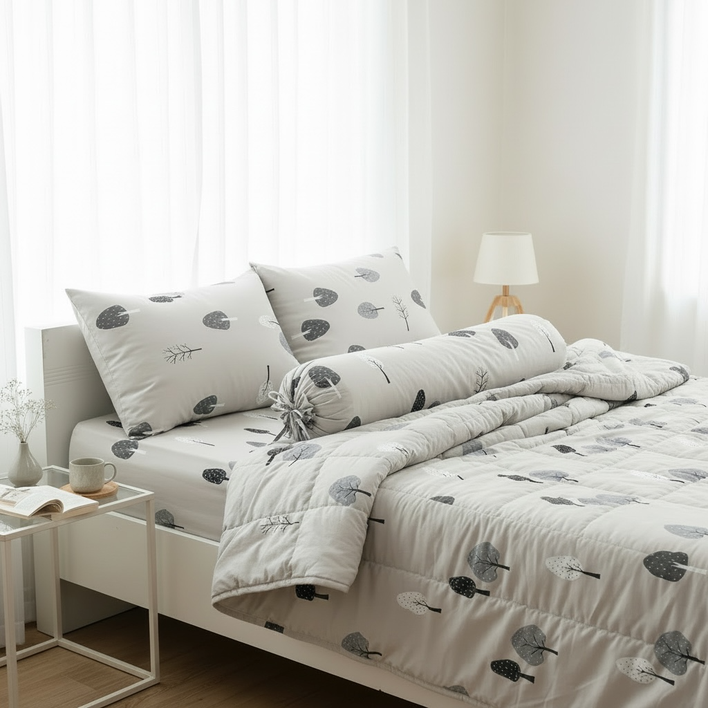  Bộ Chăn Ga Gối 100% Cotton sợi tự nhiên, không pha poly, an toàn cho da nệm 20cm trở xuống - Ngọc Hạnh Bedding 