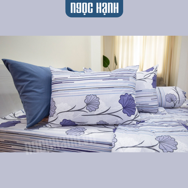 Bộ Chăn Ga Microfiber Rau Má Tím - Ngọc Hạnh Bedding