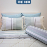  Bộ Drap Giường Tencel lụa 80s Sọc Xanh Xám - Ngọc Hạnh Bedding 