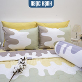  BỘ DRAP GIƯỜNG COTTON CM GỢN SÓNG XANH VÀNG nệm 5cm 10cm 15cm 20cm  - NGỌC HẠNH BEDDING 