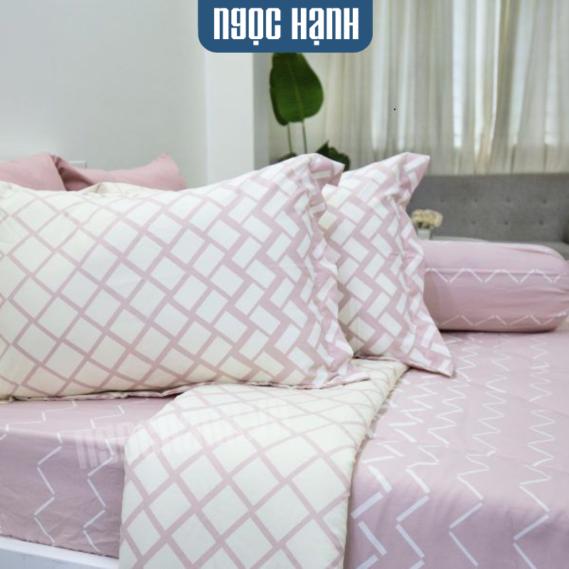  BỘ DRAP GIƯỜNG TENCEL SILKY HỒNG GỢN SÓNG - NGỌC HẠNH BEDDING 