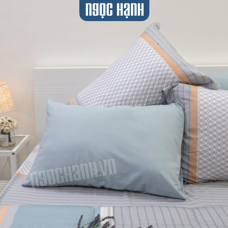  Drap Giường Tencel lụa Sọc Xám Xanh - Ngọc Hạnh Bedding 