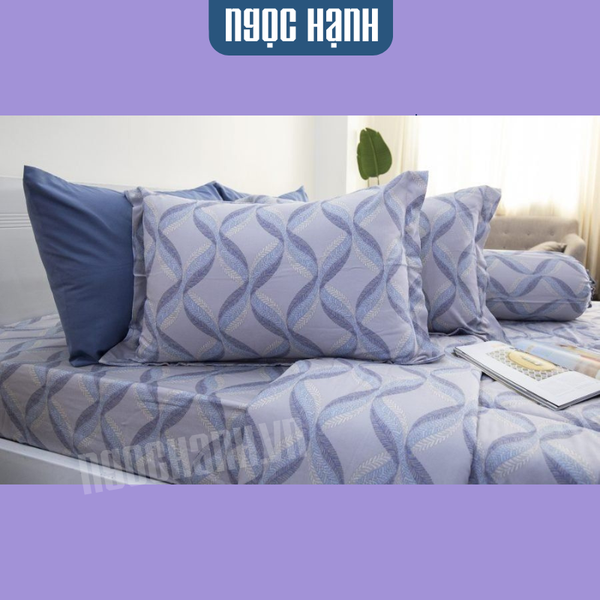 Bộ Chăn Ga tencel lụa Tím Lượn Sóng - Ngọc Hạnh Bedding
