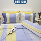  Bộ drap giường tencel lụa Sọc Tím Vàng - Ngọc Hạnh Bedding 