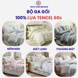  Bộ chăn ga gối LỤA TENCEL 60S mát lạnh mềm mịn, thoáng khí nệm 5 10 15 20cm - NGỌC HẠNH BEDDING 