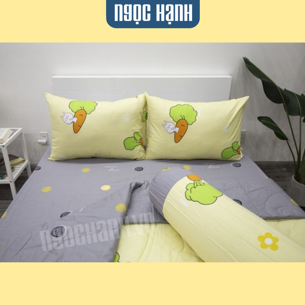 BỘ DRAP GIƯỜNG COTTON CM CÀ RỐT VÀNG - NGỌC HẠNH BEDDING