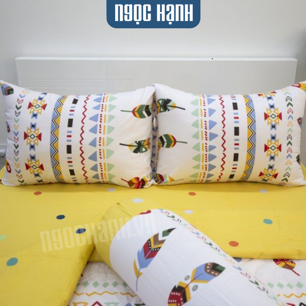 BỘ DRAP GIƯỜNG COTTON CM LÔNG THỔ CẨM VÀNG - NGỌC HẠNH BEDDING