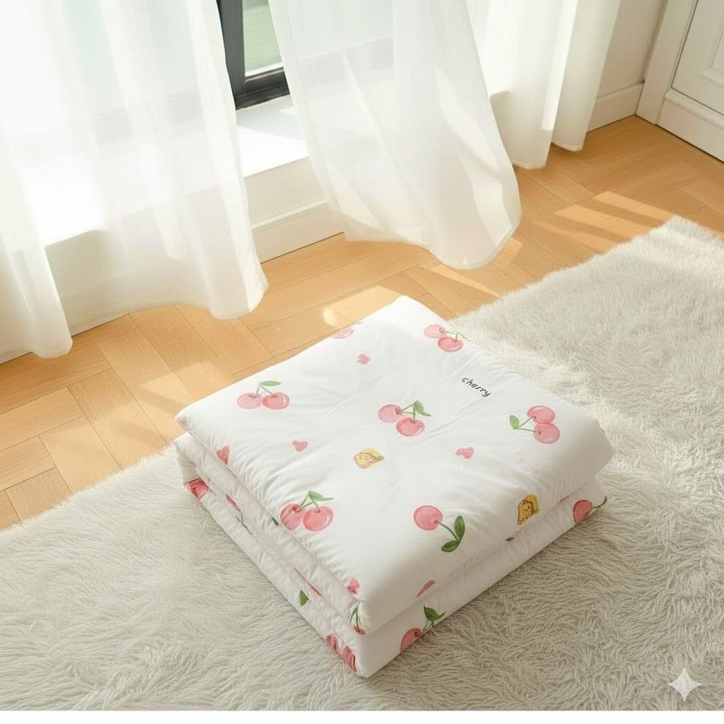  Chăn Lạnh ICOOL Cherry hồng nền trắng  - Mát lạnh mùa hè - NGỌC HẠNH ICOOL 